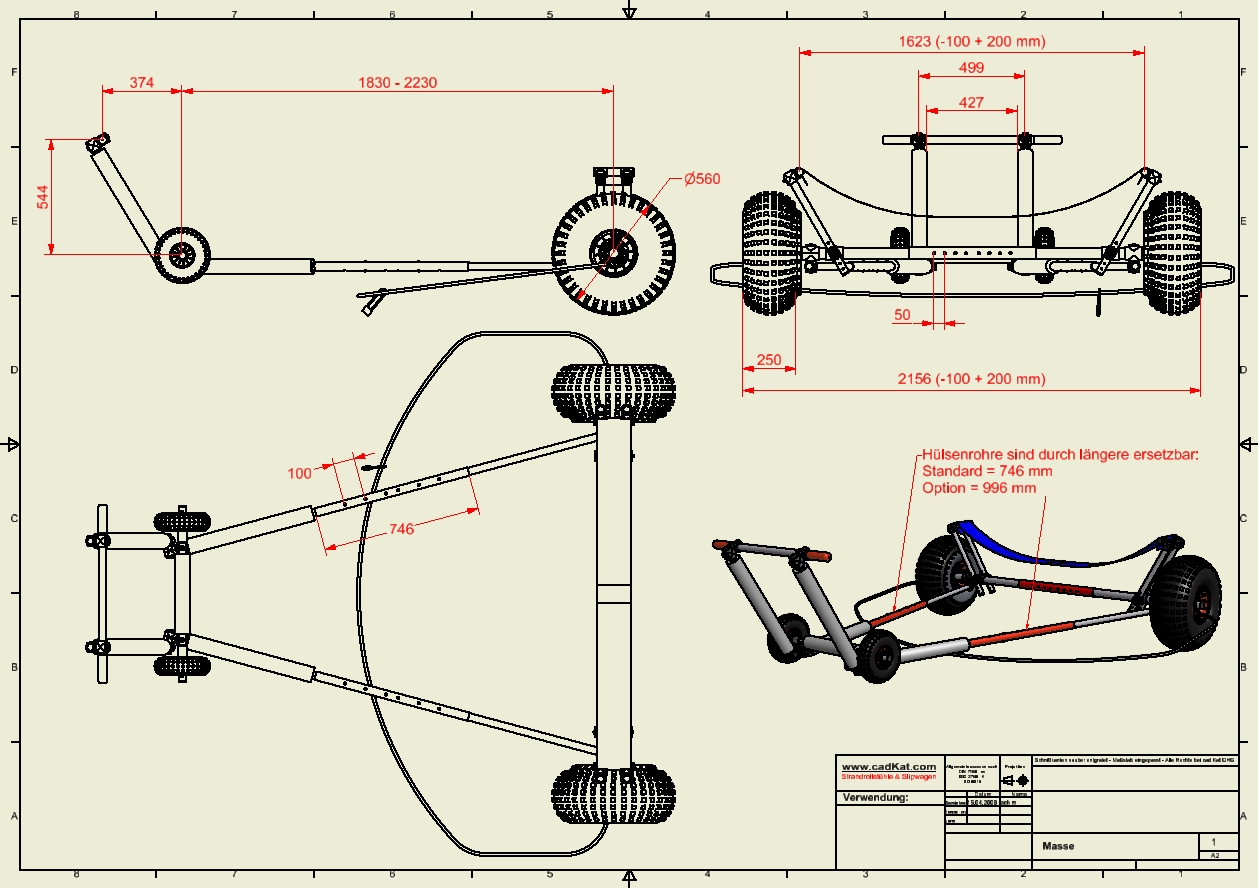 BigFoot - dinghy trolley with broad strap rest, payload 150 kg